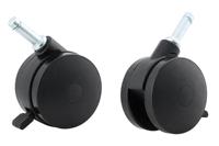 Roulettes pivotantes 360° de 75 mm, noires, à double roue, composant de mobilier, design moderne et durable, pour salon, salle à manger, hôpital, vente en gros