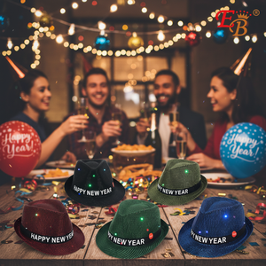 Sombrero de Papá Noel con personaje de Año Nuevo con luz 72PC/CS Sombreros de fiesta de algodón y PVC para CELEBRACIÓN DE Navidad - Product Image 3