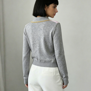 Cardigan en <span class=keywords><strong>laine</strong></span>/cachemire pour femme, hiver, gris <span class=keywords><strong>rose</strong></span>, col rabattu, bouton unique, manches longues, style business décontracté, école, quotidien - Product Image 2