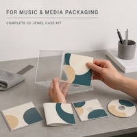 Kit d'emballage personnalisé pour CD en PP/PS avec logo et design graphique sur mesure, incluant un livret et une étiquette de disque OEM