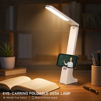 Lámpara de Escritorio LED Plegable de Venta Directa de Fábrica, con Funciones de Cuidado Ocular, Batería de Litio Integrada Recargable, Control Táctil, FCC