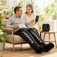 Masseur de jambes professionnel sans fil à compression d'air à 8 chambres, rechargeable, pression de 260 mmHg pour massage des bras, contrôle du temps