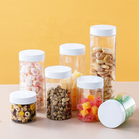 Fabricant de pots en plastique PET de qualité alimentaire, contenants ronds en plastique avec couvercles à vis et film d'étanchéité par induction pour noix et graines
