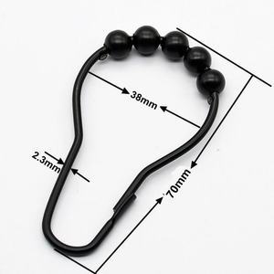 YIWANG Black Matel Bathroom <b>Shower</b> Curtain Ring Hanging Hooks - Product Image 2