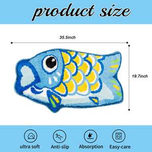 พรมห้องน้ำลายปลาคราฟสีฟ้าน่ารัก พรมกันลื่นลายการ์ตูน พรมห้องน้ำตลกๆ - Product Image 5