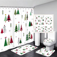 Arbre de noël rideau de douche rouge vert noël pin flocon de neige hiver vacances rideaux de douche tapis ensembles salle de bain décor