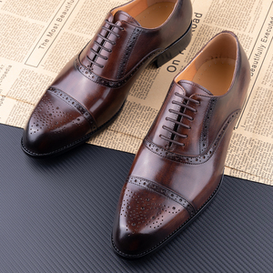 Zapatos de Vestir de Hombre de Cuero Genuino de Primera Calidad Estilo Italiano 2023, con Cordones y Punta Cerrada, en Negro y Marrón, Venta al Por Mayor - Product Image 3