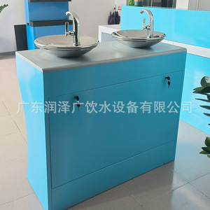 Stainless Steel Outdoor Drinking Fountain Double Basin <b>Filtered</b> Direct Drink Water Dispenser Blue - Product Image 4