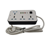 Steckdosenleiste mit USB-Ladeanschlüssen, Universelle Multifunktionale Verlängerungssteckdose, 4 AC-Steckdosen, 2m/3m/5m Stromkabel