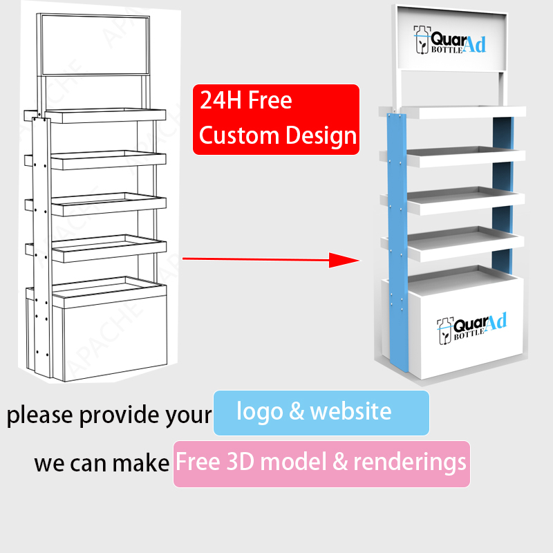 Apache Custom 5-layers Wood Mineral Water Display Rack for Supermarket — view 3