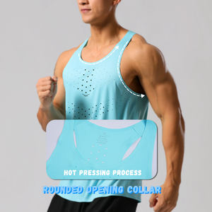 قمم خزان بيضاء غير ملحومة للرجال سريعة الجفاف للياقة البدنية غير رسمية حجم XL تنفس بلا أكمام طباعة ضغط - Product Image 2