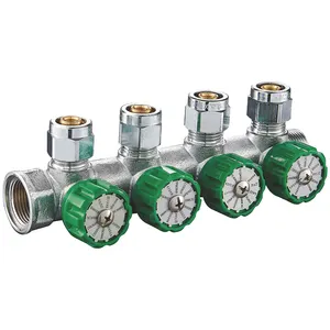 Factory Prices High Quality Nick Plated 2-4 Way Brass Manifold Valves Suitable For Garden Valve Heating Floor Heating Systems