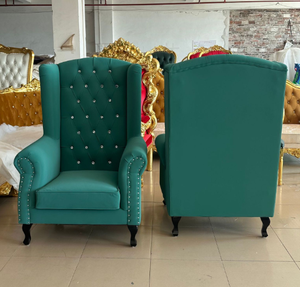 Teal <b>Wing</b> Back Armchair Modern European Style Fabric Upholstery Saber Leg Villa Furniture Indoor Use Durable Design - Product Image 1
