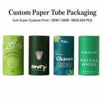 Tubes en papier matcha recyclables faits à la main personnalisables pour l'emballage de poudre, boîtes cadeaux écologiques, étiquetage personnalisé