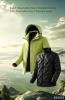 Veste coupe-vent unisexe Tuoyu à capuche imperméable respirante en double polaire unie pour l'automne avec design 2 en 1 98036 #