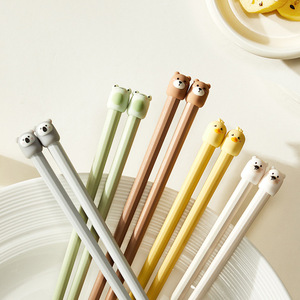 Palillos de dibujos animados LeMeng, paquete de 5 palillos redondos antideslizantes resistentes a altas temperaturas para uso individual, utensilios de servicio para el hogar - Product Image 4