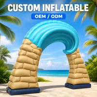 Arche gonflable personnalisée en forme de vague de mer, style plage estival, pour décoration marketing intérieure et fournitures d'activités de vacances