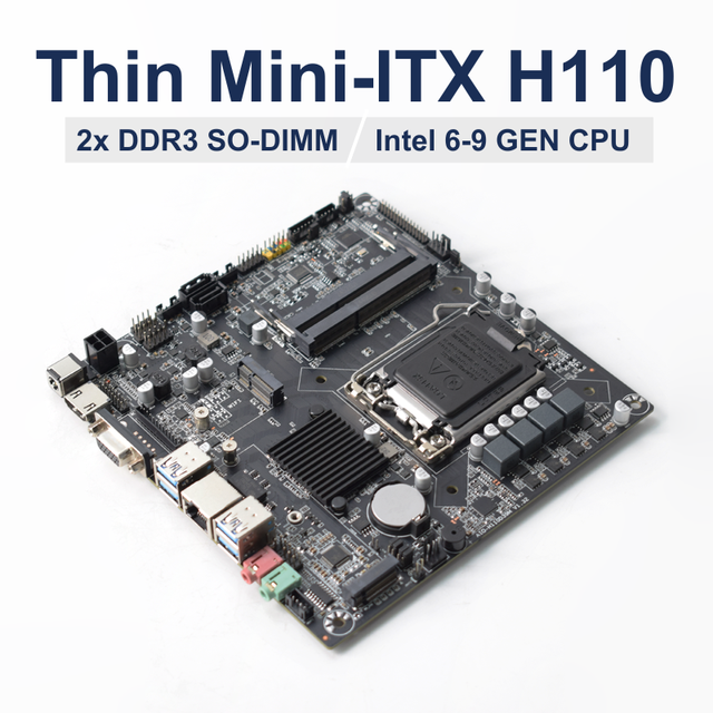 NEW H110 LGA1151 Thin Mini-ITX Mainboard Supports Intel Core 6th-9th Gen CPUs 2X DDR3 Ram NVMe M.2 SATA3.0 H110 ITX Motherboard