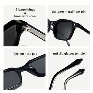 Lunettes de soleil carrées rétro tendance 2025 avec logo personnalisé, pour hommes et femmes, en acétate, rivets punk, protection UV400, monture petite en TR90 - Product Image 6
