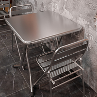Table à manger en acier inoxydable, version épaissie - Sièges de cantine pour étudiants/employés d'usine