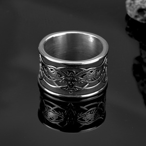 European American Style Men's Stainless Steel Eagle <b>Ring</b> Hip Hop Geometric Band Jewelry Gift - Product Image 3