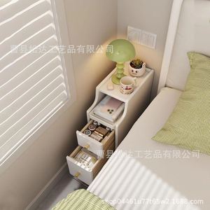 <b>Small</b> bedside table, white ultra-narrow side table, <b>small</b> bedroom bedside storage rack, Nordic minimalist style storage <b>cabinet</b> - Product Image 5
