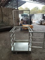 Cage de sécurité pour chariot élévateur, conteneur de stockage en treillis métallique galvanisé verrouillable pour entrepôt à grande hauteur
