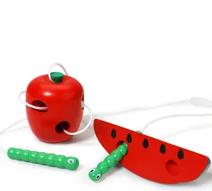 Montessori oyuncak öğretim yardım solucan yemek meyve diş bulmaca oyuncak eğitici oyuncaklar çocuklar için hediyeler el-göz koordinasyonu eğitim