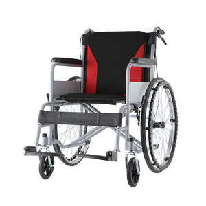 Fauteuil roulant manuel pliable léger avec siège toilette pour personnes âgées et handicapées, rouge, noir, orange, structure en acier - Product Image 1