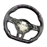 Convient pour le volant en cuir en fibre de carbone forgée violette pour les modèles Volkswagen Golf Passat Jetta 6/7/8 GTI