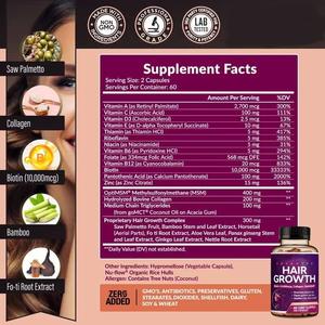 Superfood <span class=keywords><strong>Biotin</strong></span> Hair Skin Nails Cápsulas de vitaminas para adultos Suplemento de hierbas para belleza Saludable No para mujeres embarazadas - Product Image 2
