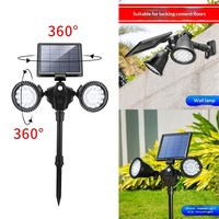 Projecteurs solaires LED les plus vendus pour l'extérieur, jardin, paysage, double tête, à fixation au sol, avec détecteur de mouvement, indice de protection IP65