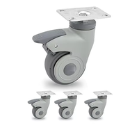 Roue pivotante VIMA 3 pouces grise en TPR avec support pour chariot, chariot de transport, mobilier, roue médicale avec frein total et plaque pivotante pour lit