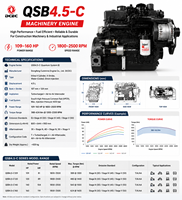 Moteur diesel original DCEC Cumins 110-160 ch QSB4.5-C 4 cylindres, norme EU Stage III, pour excavatrice, chargeuse, machines de construction