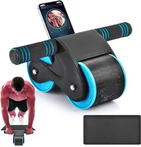 2024新型自动回弹辅助腹部瑜伽运动abS轮滚轮双轮家用健身轮健身房