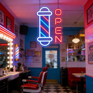 Вращающаяся неоновая вывеска для парикмахерской, акриловая лампа с USB-питанием и регулировкой яркости для ретро-декора салона - Product Image 1