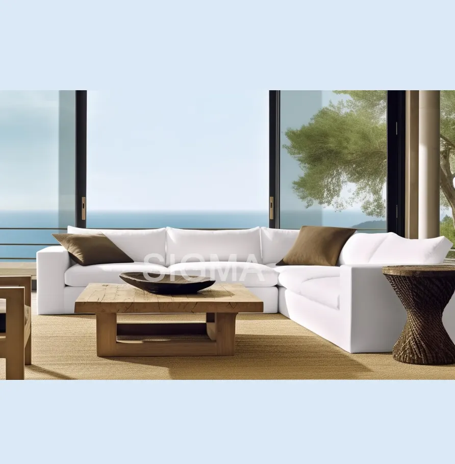 Sofa kayu Modern perabotan rumah, rasa desain gaya Modern kain sederhana lembut Modern ruang tamu