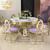 Ensemble de table à manger de luxe moderne en acier inoxydable doré pour hôtel et salon