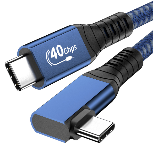 USB Type-C L-Shaped Angle Cable 40Gbps 5A Fast Charging Compatible with Thunderbolt 4 for Computer Earphone & Barcode Scanner