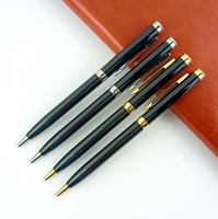 Stylo bille fin en métal personnalisé JR NMHHL-002 avec logo, largeur d'écriture 0,7 mm, gravure laser, encre noire/bleue, argent/or