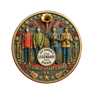 2026 <span class=keywords><strong>Vintage</strong></span> Boîtier en fer plaqué zinc avec relief de tambour de gramophone double face et pièce de monnaie Brass Band - Product Image 2