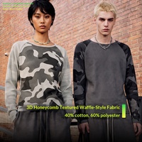T-shirt à manches longues gaufré camouflage tendance automne-hiver pour hommes et femmes – Nouveauté transatlantique