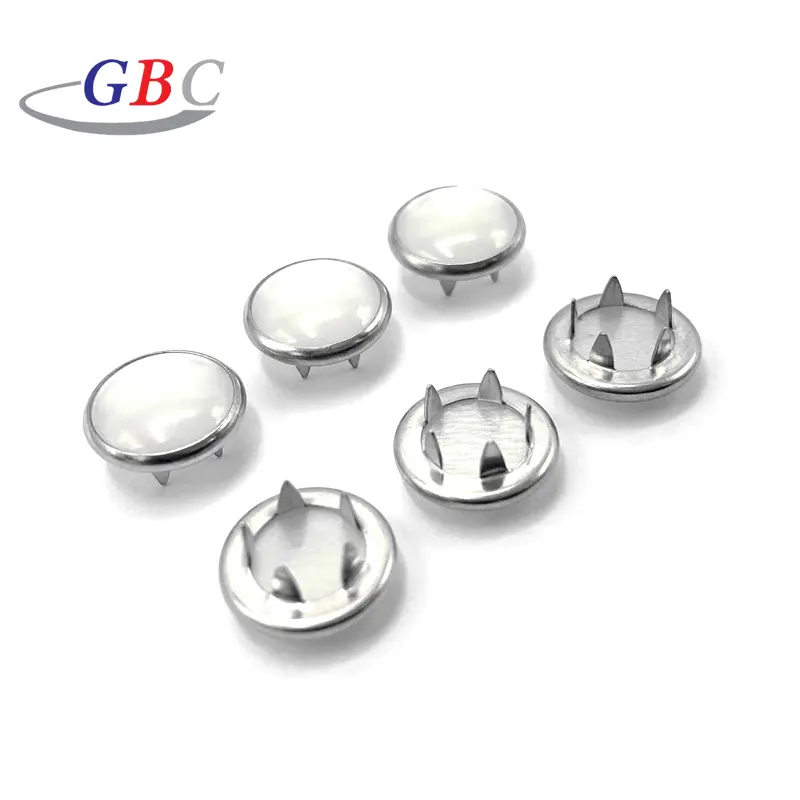 Fashion high quality wholesale Metal button Stainless steel pearl prong snap button for baby cloth mother of pearl buttons