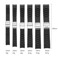 Bracelet de montre en caoutchouc incurvé OEM/ODM YUNSE 16/18/20/22/24/26 mm, bracelet de montre en silicone sport, boucle déployante en acier inoxydable