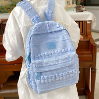 Mochila de Moda Acolchada con Volantes para Mujer, Linda Mochila de Lona para Viajes, Escuela, Portátil, con Compartimento para Laptop, Gran Capacidad, Ligera