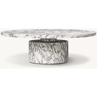 Table basse de luxe personnalisée en travertin naturel à prix d'usine avec base, mobilier de maison design, table centrale en pierre naturelle