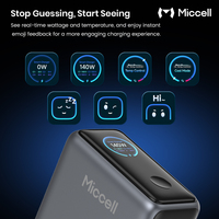 Chargeur mural USB C rapide Miccell 140W GaN avec écran couleur, 3 ports USB C et 1 port USB A, adaptateur secteur pour ordinateur portable, téléphone, voyage