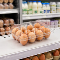 Boîte à œufs jetable transparente en PET de qualité alimentaire pour 12 œufs, certifiée ISO14001, pour œufs frais de ferme, supermarché, épicerie, charcuterie