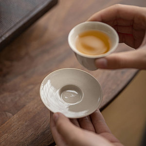 Guanlan Ceramic <b>Tea</b> Cup Mat Wood Ash Flat Shape Non Slip Heat Insulating For Kung Fu <b>Tea</b> <b>Set</b> Home Use - Product Image 4
