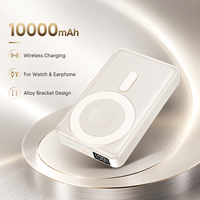 Power Bank Portabel 10000mAh Layar LCD Dilengkapi Dua Kabel Braket Lipat Bahan Alloy Pengisi Daya Baterai Eksternal untuk Ponsel